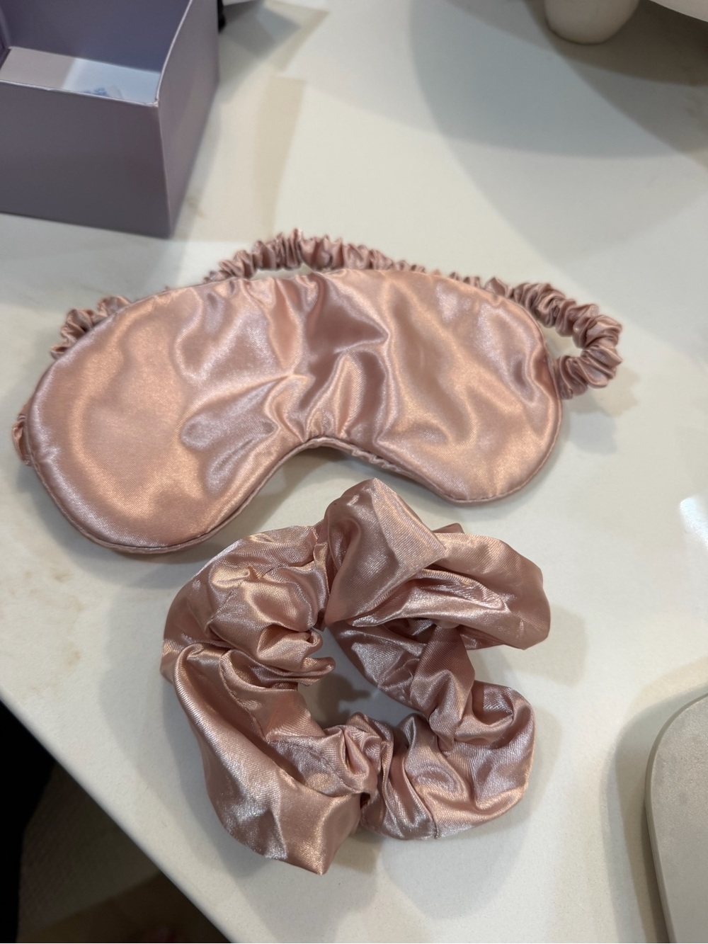 Satin Sleep Mask and Scrunchie Set - Blush Pink